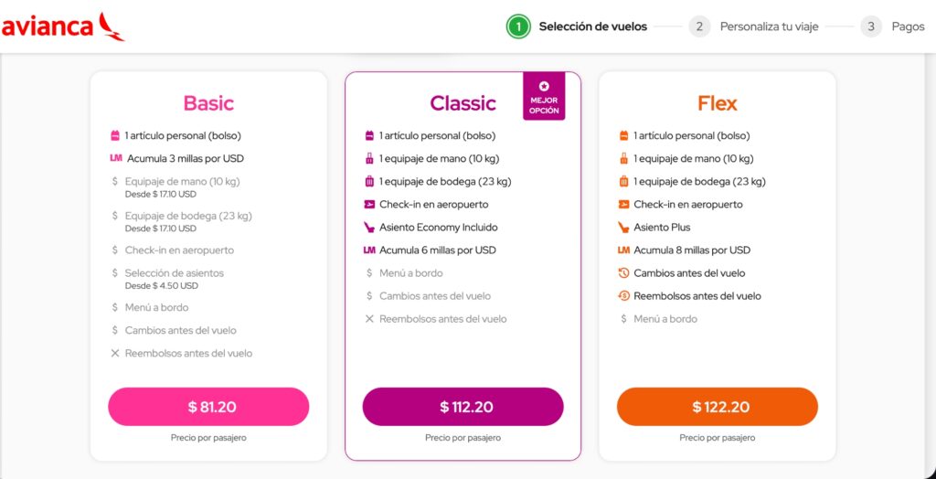 Bogota to Leticia baggage allowance Avianca