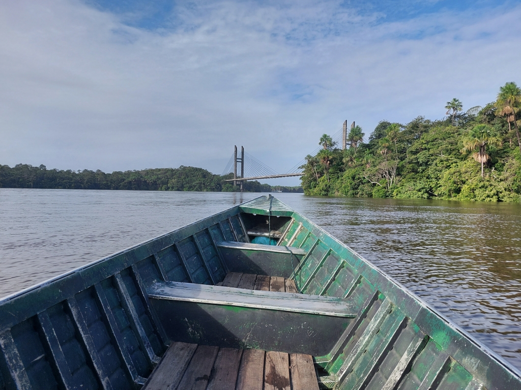 Approaching bridge between French Guiana Brazil