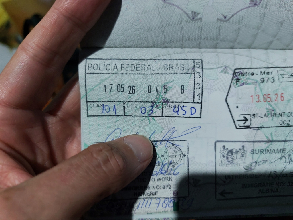 Brazil entry stamp Oiapoque