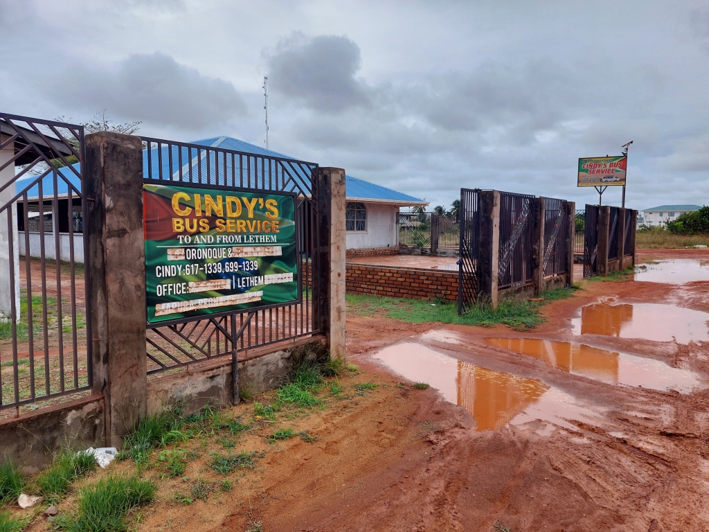 Cindy's bus service depot in Lethem