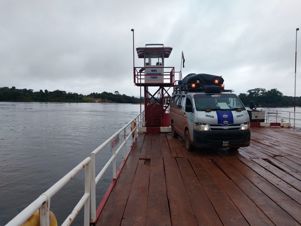 Crossing the Essequibo River in Guyana