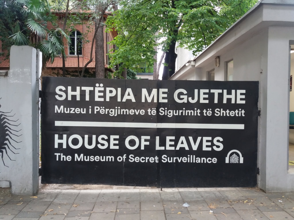 House of Leave entrance in Tirana, Albania