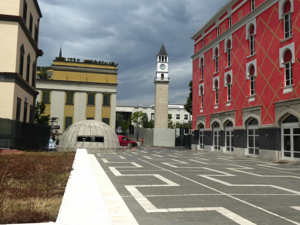 view of the city, including the entrance to Bunk'Art 2